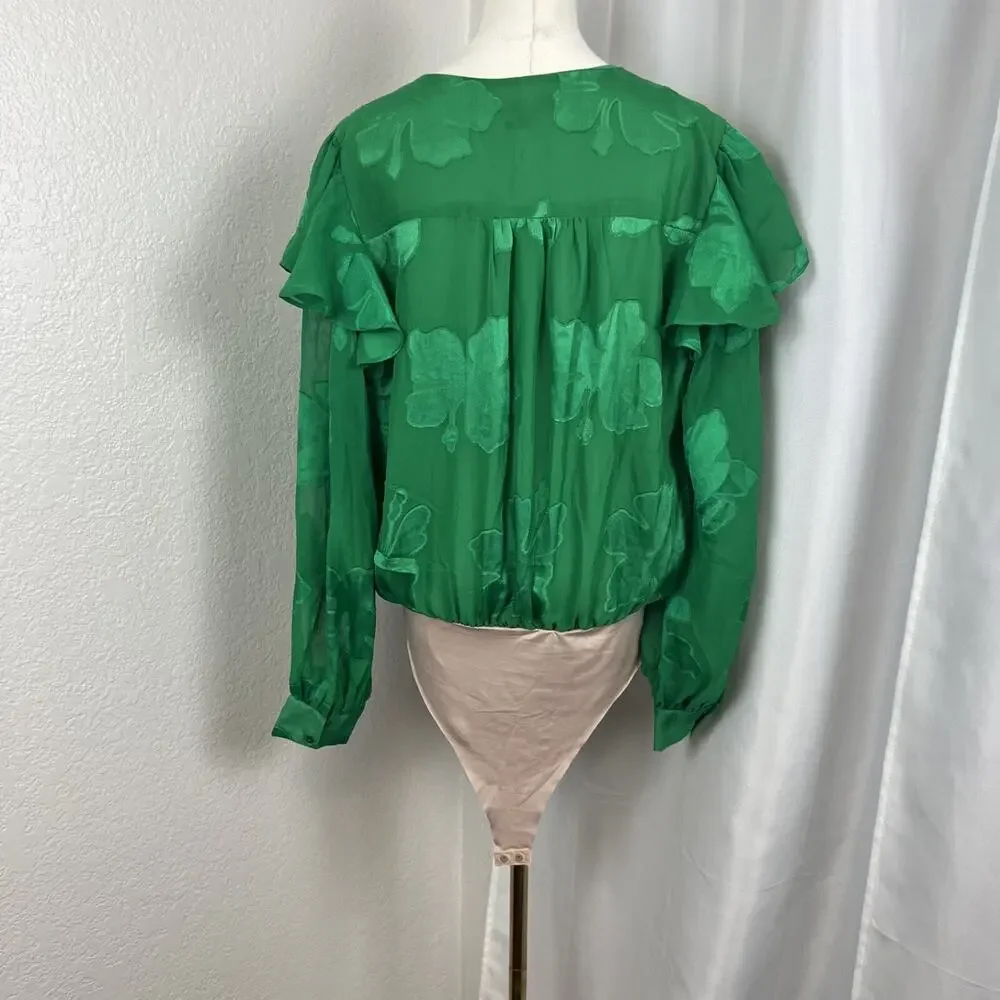 Strut Bolt Top Womens‎ Large Green Bodysuit Four Leaf Clover St Patricks Day